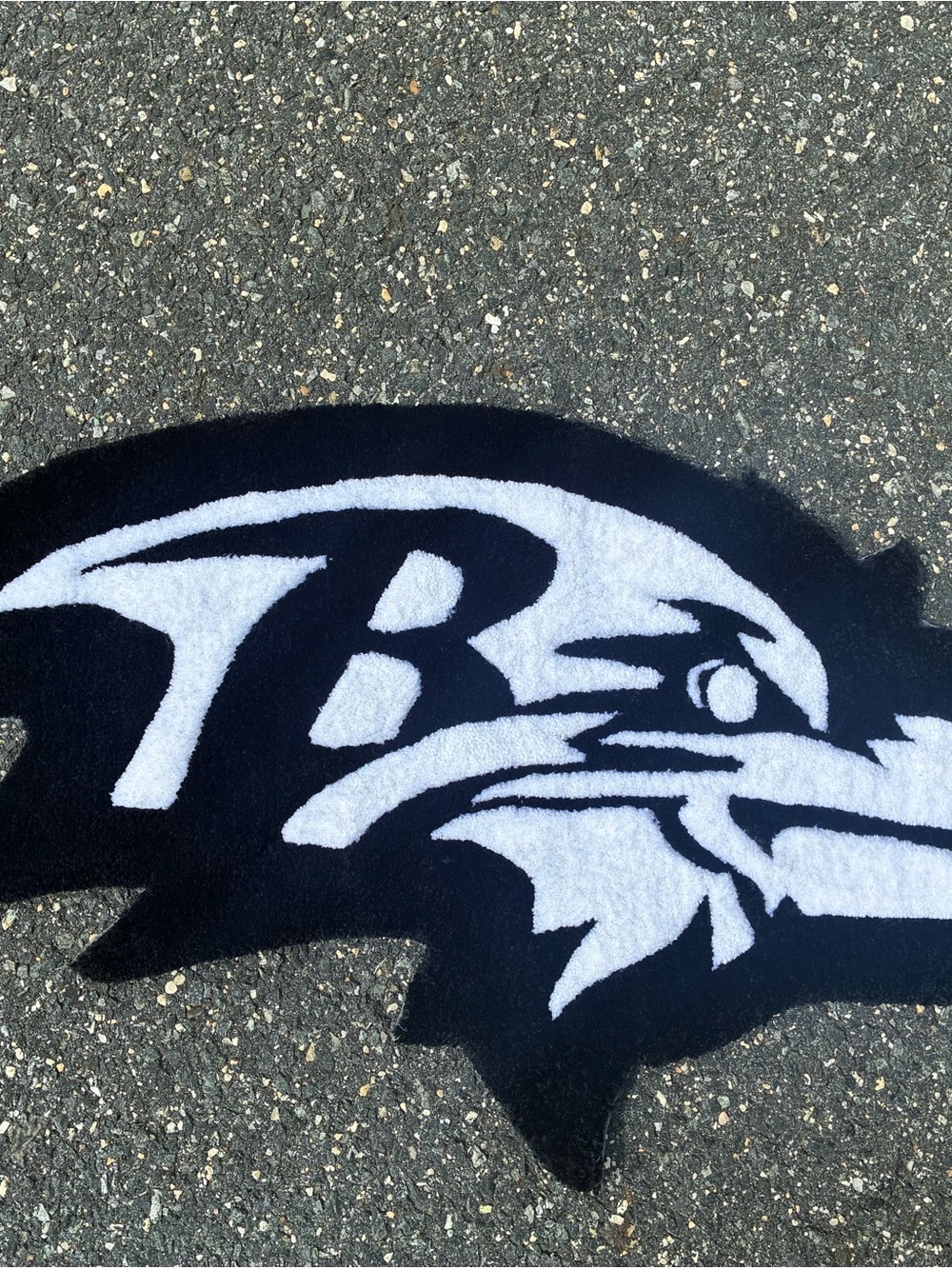 Black and White Ravens Inspired Handmade Logo Accent Rug